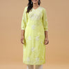 Yellow Georgette Embroidered Detailed Straight Kurta
