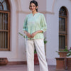 Green Cotton Dobby Applique Top