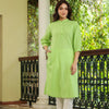 Green Cotton Detailed Straight Kurta