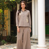 Grey Cotton Embroidered Shirt Top