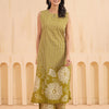 Green Cotton Printed Designer Kurta Pant Set