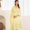 Lime Green Cotton Embroidered Designer Kurta Pant With Dupatta Set