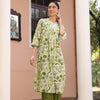 Green Cotton Printed Detailed Kurta Pant Set