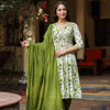 Green Cotton Printed Kurta Pant Dupatta