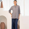 Grey Cotton Yarn Dyed Embroidered Shirt Top