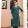 Green Cotton Printed Designer Kurta