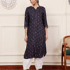 Grey Viscose Rayon printed Straight Kurti