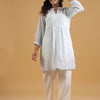 Sky Blue Embroidered Top With Spaghetti