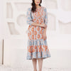 Multicolor Cotton Printed Tiered Dress