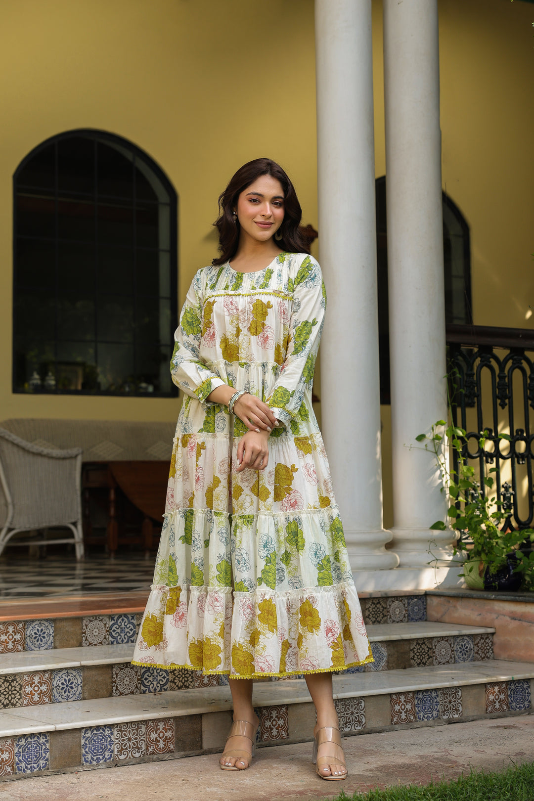 Multicolor Cotton Printed Floral Dress