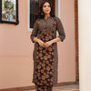 Brown Cotton Printed Kurta Pant Set