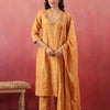 Mustard Silk Embroidered Designer Kurta Pant With Dupatta Set