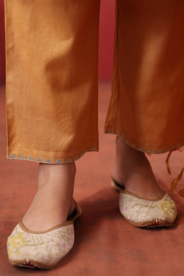 Mustard Silk Embroidered Designer Kurta Pant With Dupatta Set