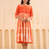 Orange Cotton Embroidered Designer Dress