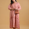 Orange Cotton Printed A-Line Casual Dress