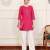 Pink Viscose Rayon printed Short Kurti