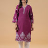 Purple Cotton Embroidered Designer Kurta Pant Set