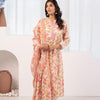 Pink Cotton Floral Printed Kurta Pant Set With Dupatta