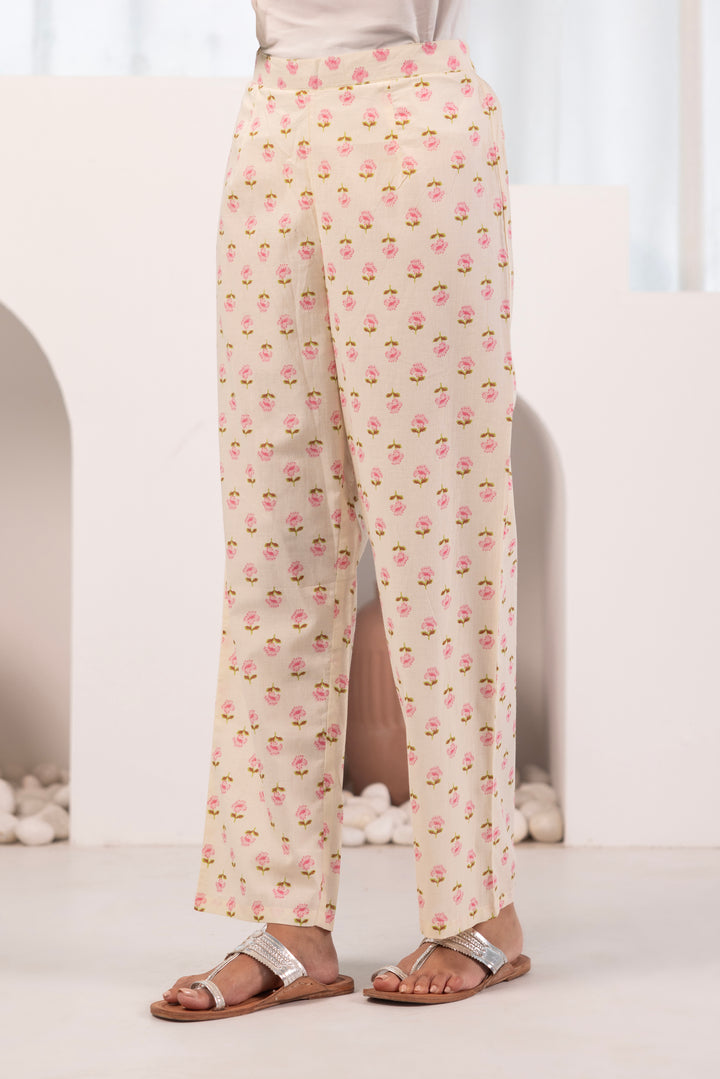 Pink Cotton Floral Printed Kurta Pant Set With Dupatta