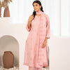 Pink Cotton Embroidered Designer Kurta Pant Set With Dupatta