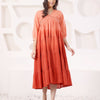 Rust Cotton Dobby Ombre Dress