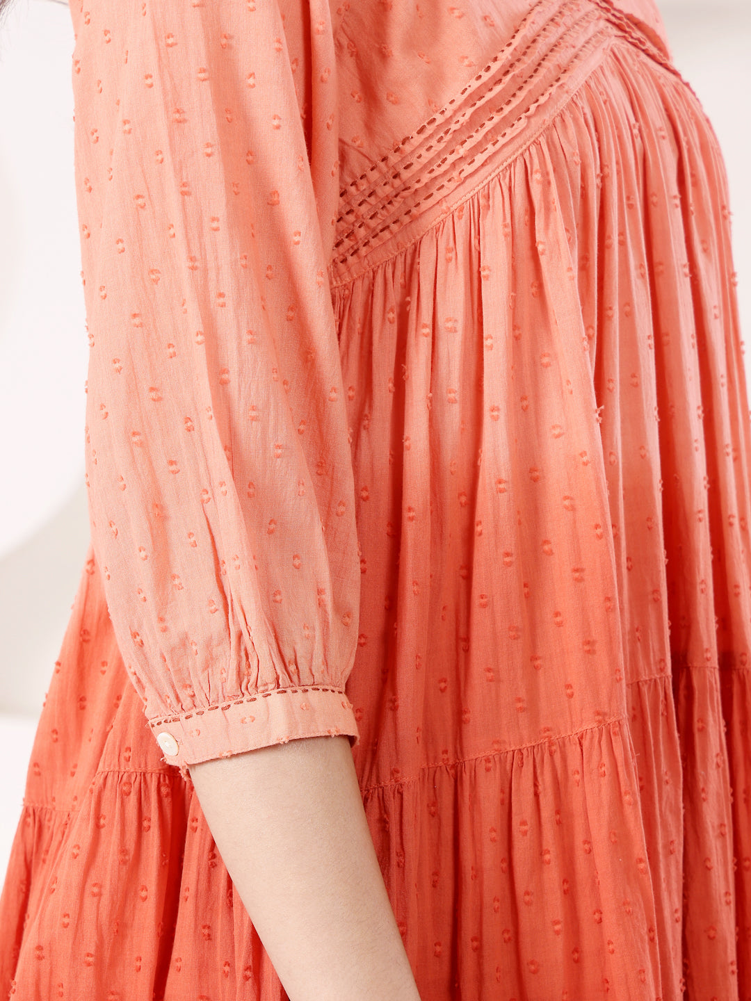 Rust Cotton Dobby Ombre Dress