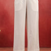 White cotton Solid Straight Pant