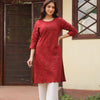 Maroon Cotton Embroidered Maroon Designer Kurta