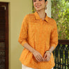 Mustard Cotton Detailed Printed Designer A-Line Top