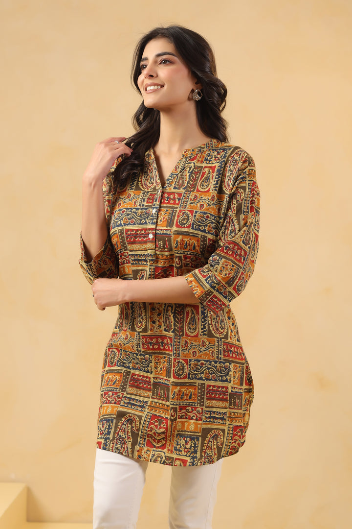 Multicolor cotton Printed Straight Top