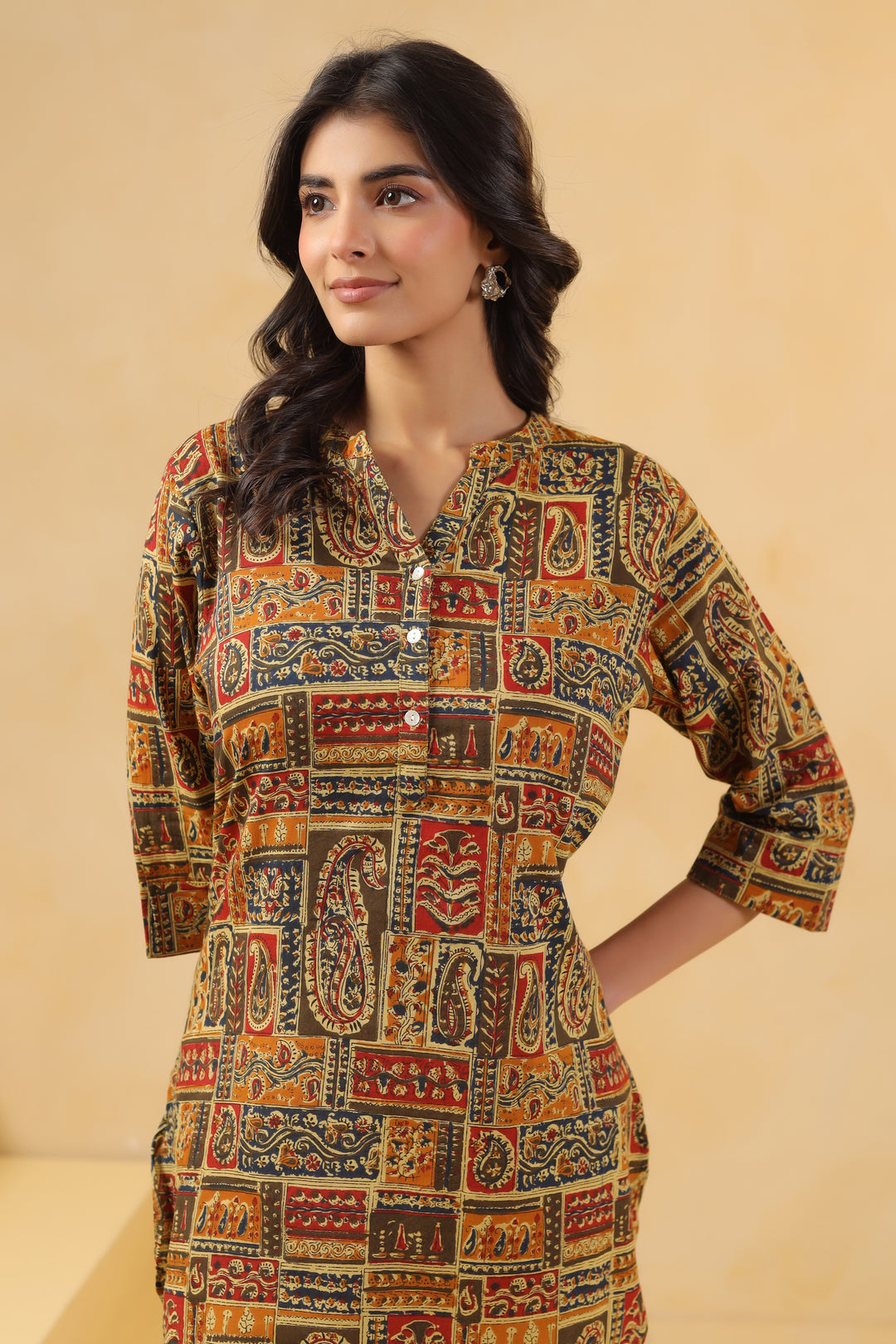 Multicolor cotton Printed Straight Top