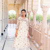Beige Kota Doriya Printed Designer A-Line Dress