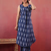 Blue Cotton Printed sleeveless Kurta Pant Set