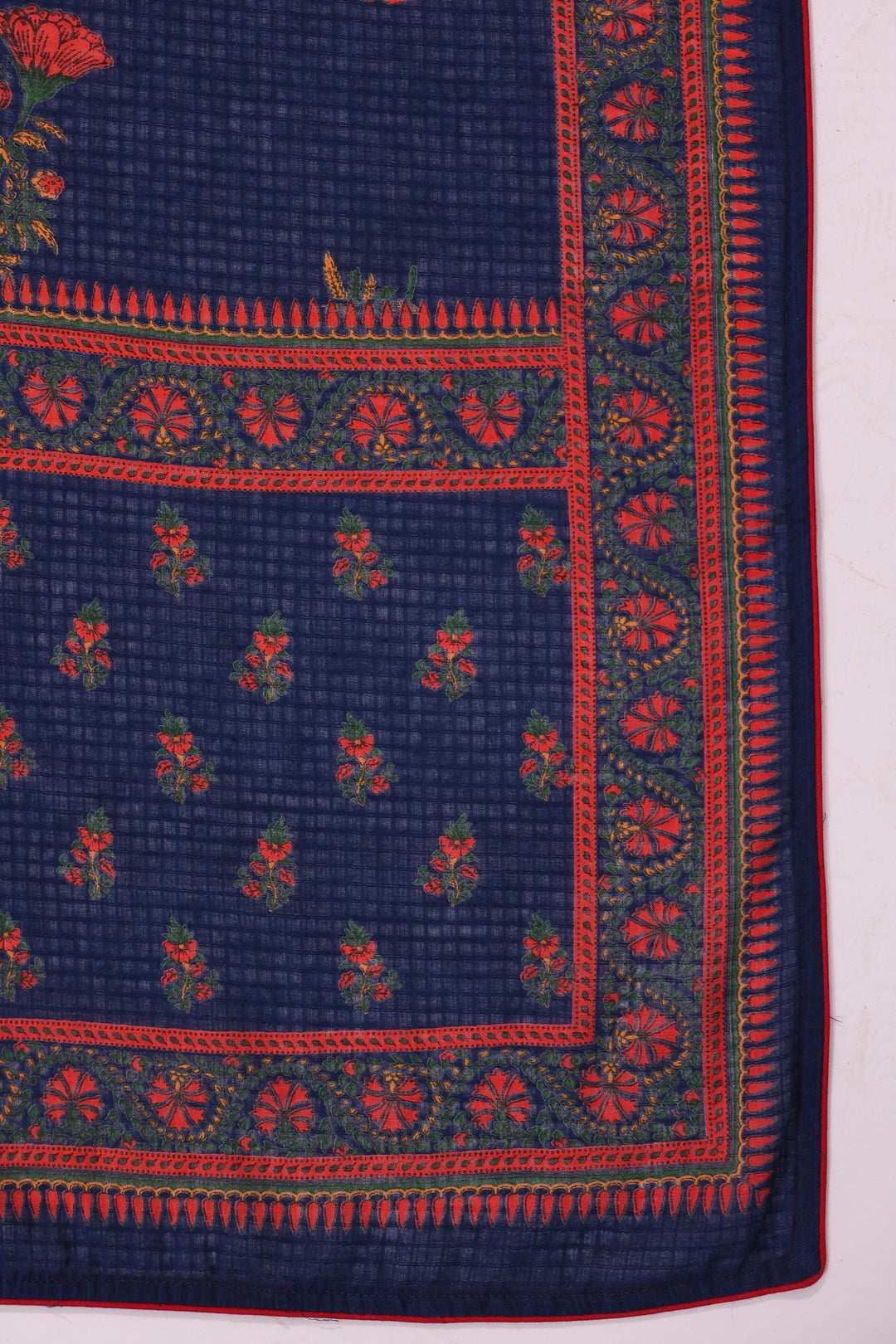 Blue Cotton Printed Designer Kurta Pant Dupatta Set