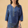 Blue Cotton Embroidered Designer Top