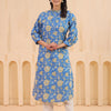 Blue Cotton Printed Straight  Kurta