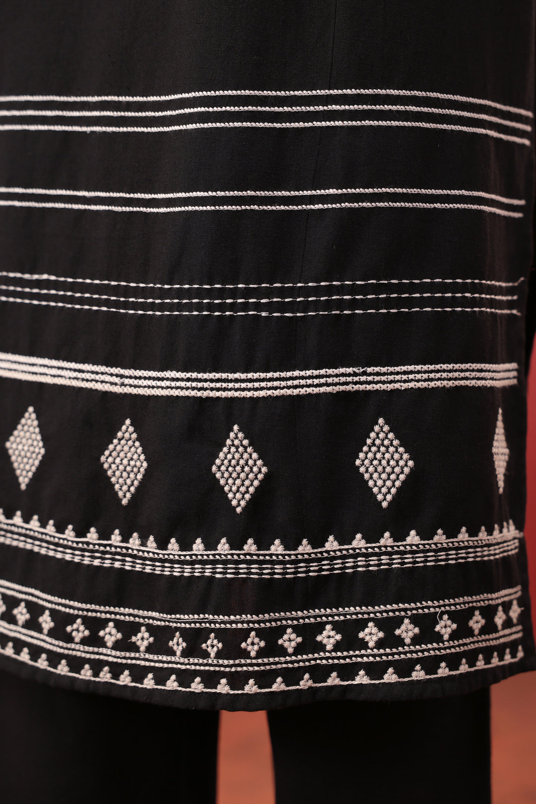 Black Cotton Flex Embroidered Designer Kurta Pant Set