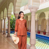 Brown Cotton Embroidered Designer Co-Ord Set