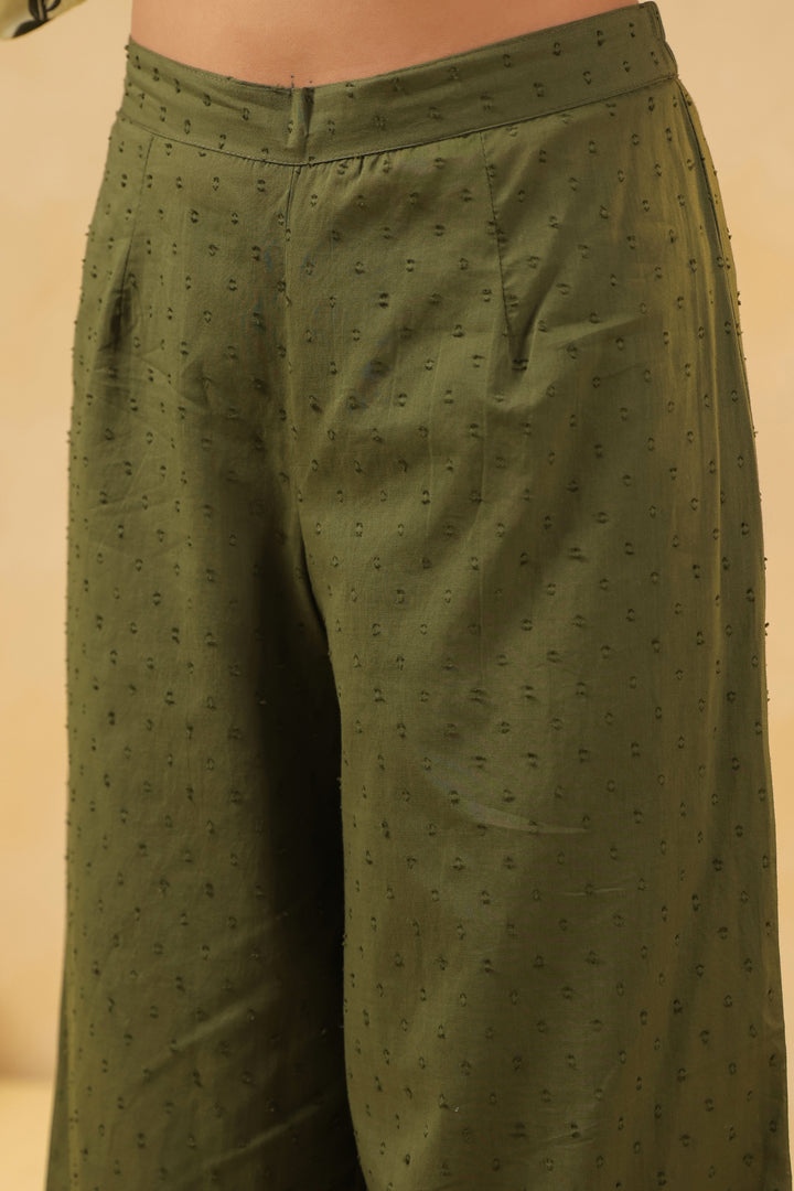 Green Cotton Embroidery  Designer Kurta Pant With Dupatta Set