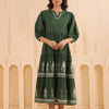 Green Cotton Floral Printed Designer Dress