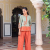 Green & Rust Cotton Embroidered Designer Co-Ord Set