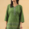 Green Cotton Embroidered Designer Top