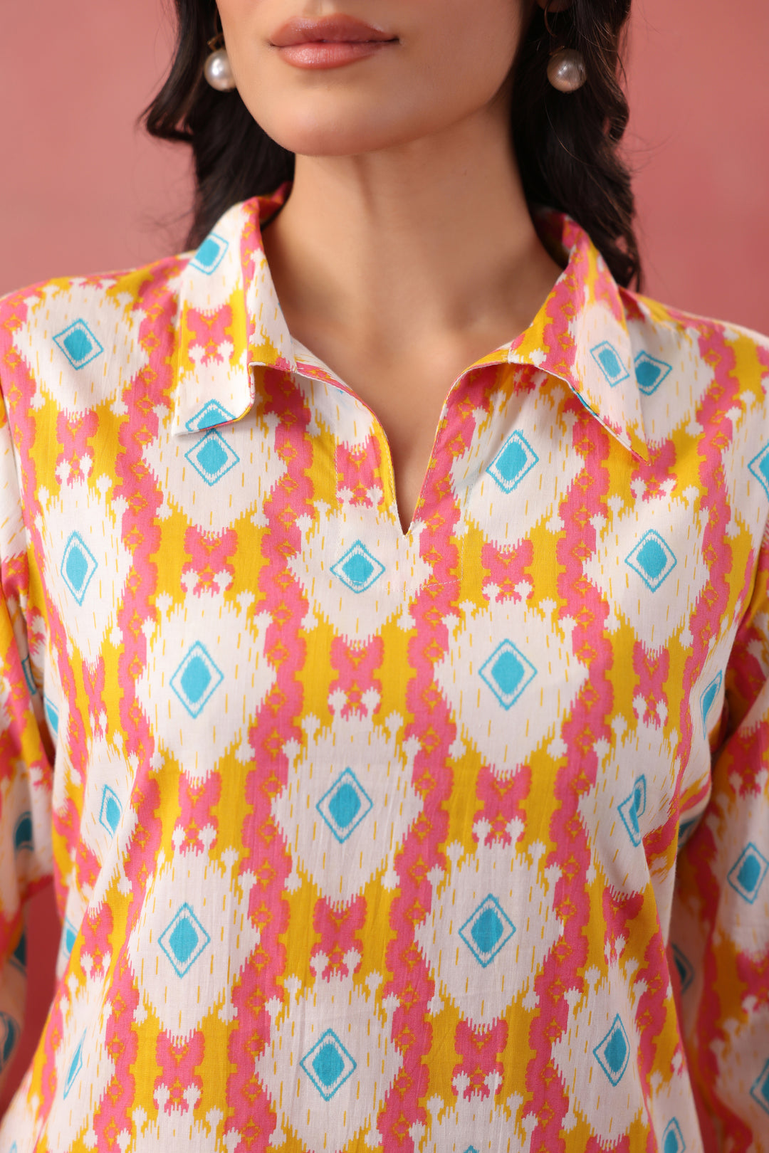 Multicolor Ikkat Printed Straight Kurta