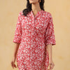 Red Cotton Floral Printed Straight Top