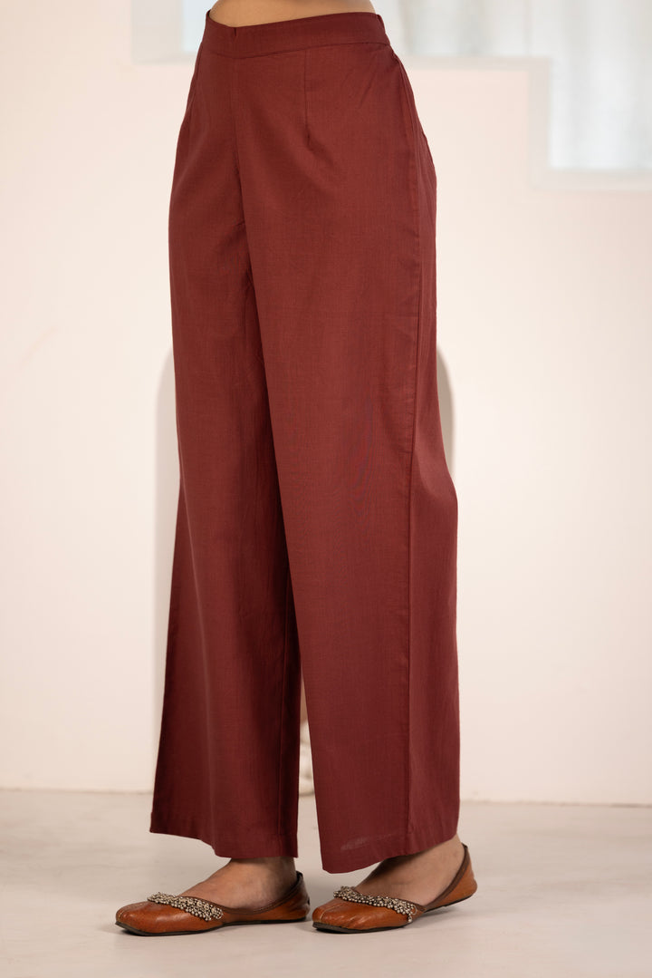 Maroon Cotton Embroidered Designer Kurta Pant Set