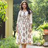 Off White Cotton Printed Designer Dress