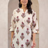 Off White Cotton Printed Straight Top