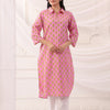 Pink Cotton Printed Designer Kurta