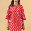 Red Cotton Printed Straight Top