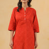 Red Cotton Printed Straight Top